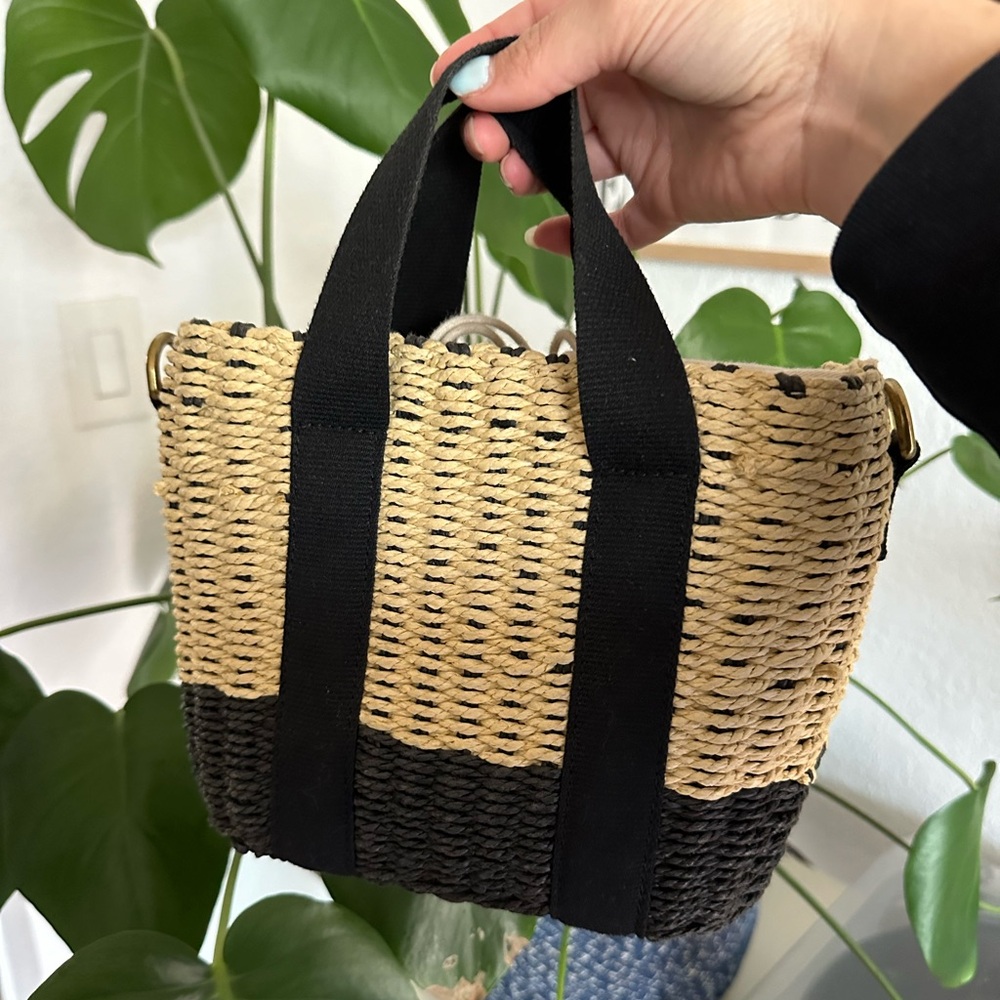 J. Crew crossbody straw tote bag